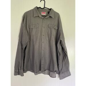 Wrangler Men's 3XL Wrangler Gray Chambray‎ Denim Shirt Long Sleeves 100% Cotton